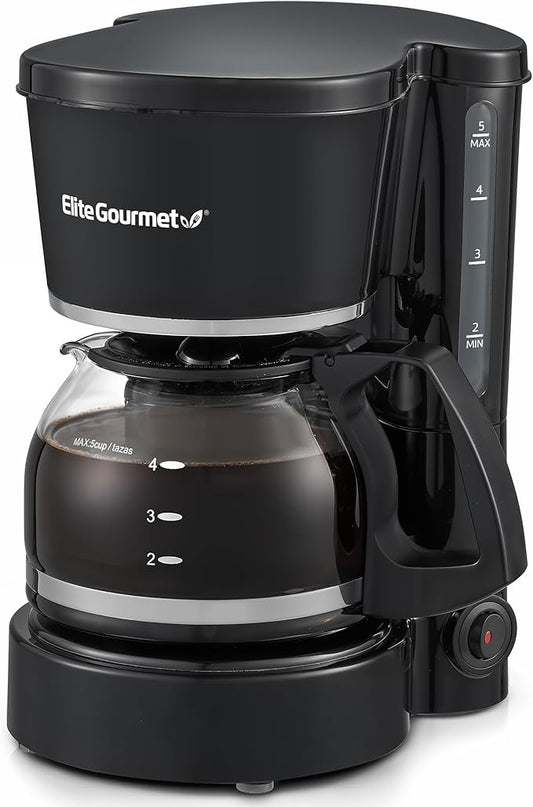Elite Gourmet EHC-5055# Automatic Brew & Drip Coffee Maker with Pause N Serve Reusable Filter, On/Off Switch, Water Level Indicator, Black