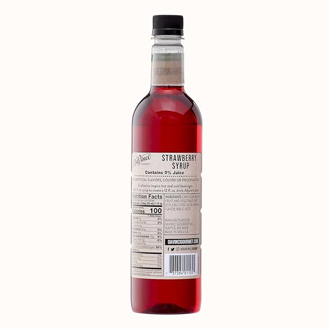 DaVinci Gourmet Naturals Strawberry Syrup, 25.4 Fluid Ounces (Pack of 1)