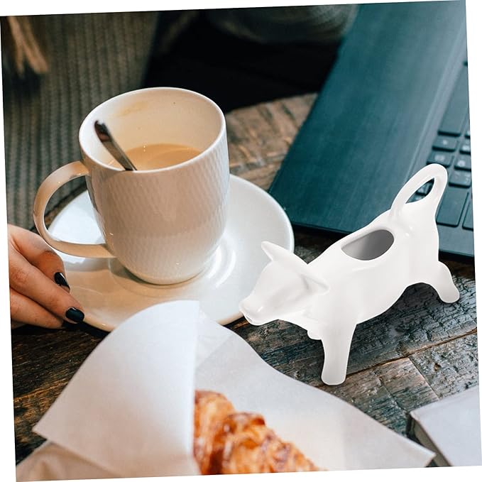 DECHOUS Ceramic Milk Jug Pull Flower Cup Coffee Syrup Espresso Frothing Pitcher Cream Pitcher Table Sauce Dispenser Steaming Cup Creamer Carafes Cow Ceramics Small Coffee