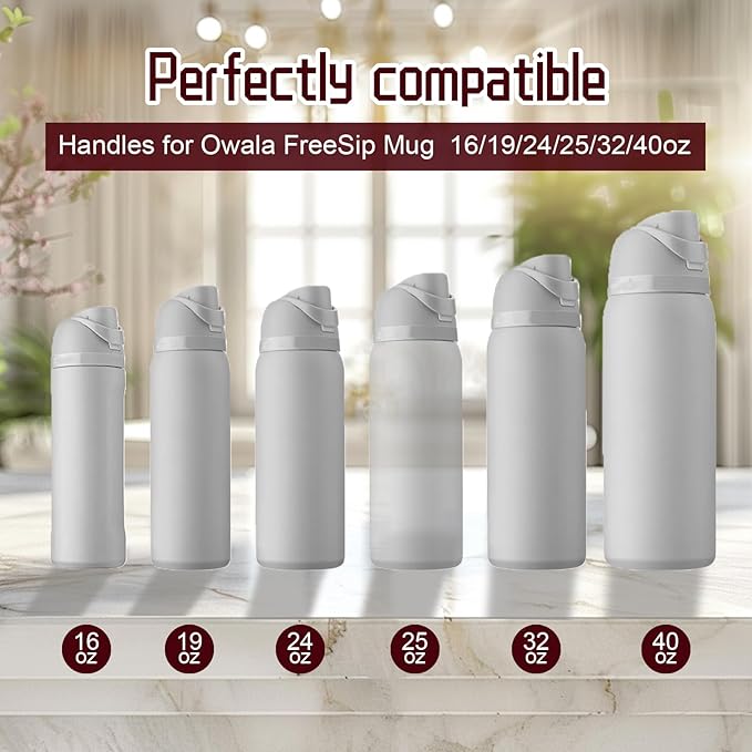2pcs Handles for Owala FreeSip 24oz 32oz, Water Bottle Cap Carry Loop Handle, Replacement Parts for Owala Cup 16/25/40oz Easy Bottle Top Lid Cap Replacement Accessories, BPA-Free (Black Cherry)