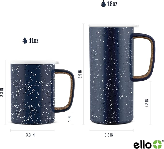Ello Campy 18oz Stainless Steel Travel Mug with Handle and Leak Proof Lid | Vacuum Insulated Coffee Cup for Hot or Cold Drinks | Reusable, BPA Free | Gift for Coffee Lovers, Frost