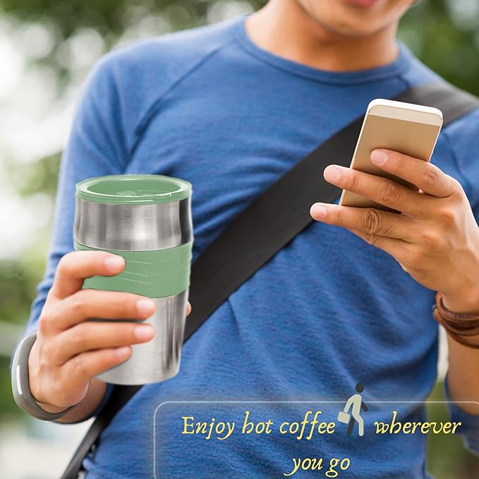 Mixpresso Single Cup Coffee Maker & 14oz Travel Mug, Lightweight Personal Drip Coffee Brewer & Tumbler, Compatible with Coffee Grounds Bubdle With 3 Piece Set Of Airtight Coffee And Sugar Plastic Cani