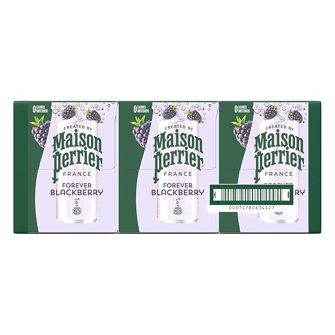 Maison Perrier Forever Blackberry Flavored Sparkling Water, 11.15 Fl Oz Cans, 8 Count, 3 Pack