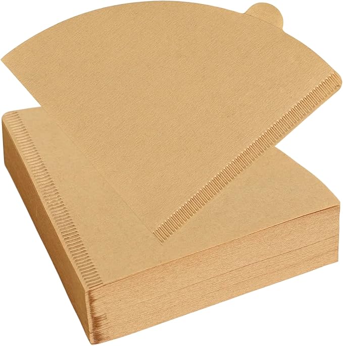 EASTYLIF Disposable Cone Coffee Filters V02-200 Count Unbleached Natural Brown Paper Filters, 2-4 Cup Pour Over & Drip Coffee Makers, Compatible with Conical/V-Shaped Drippers