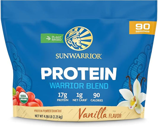Organic Plant Based Protein Powder | Vegan Organic Protein Powder Vanilla Flavored with BCAA Amino Acids & Hemp Seed Pea Blend | Non-GMO Soy Dairy Filler & Gluten Free (Vanilla, 90 Servings)