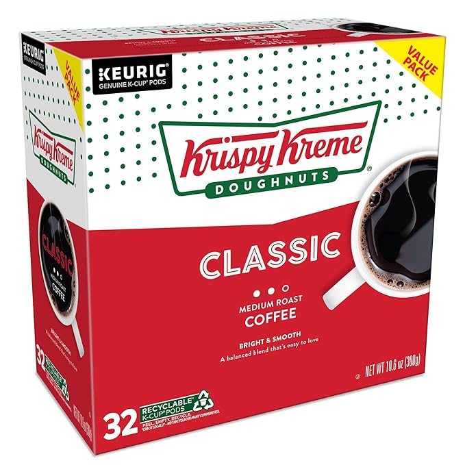 Krispy Kreme Classic, Single-Serve Keurig K-Cup Pods, Medium Roast Coffee, 32 Count