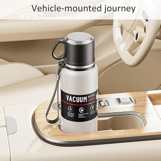 Double wall vacuum Leakproof stainless steel wide mouth insulated water bottle;tea tumbler with tea strainer infuser basket,cup and lid; travel coffee thermoses hot drinks;portable cold thermal flask