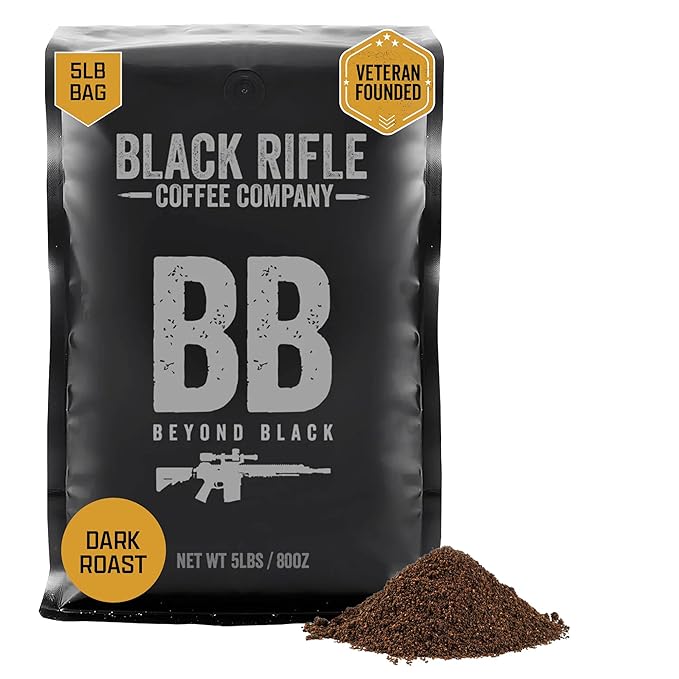 Black Rifle Coffee Company Beyond Black, 5 lb Bag, Ground Coffee Dark Roast - Roasted Blend Made from Arabica Beans - Colombian & Brazilian Beans - Veteran Founded & American Made