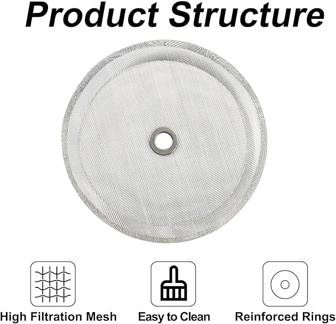 OSVJE 4 Pack Reusable French Press Filter Screen, Stainless Steel Mesh Replacement Screen Universal Filter, 4 Inch Mesh Replacement for 34oz/1000ml/8 cups Coffee Press