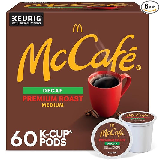McCafe Premium Roast Decaf Coffee, Single Serve Keurig K-Cup Pods, Decaffeinated, 60 Count, (6 Packs of 10)