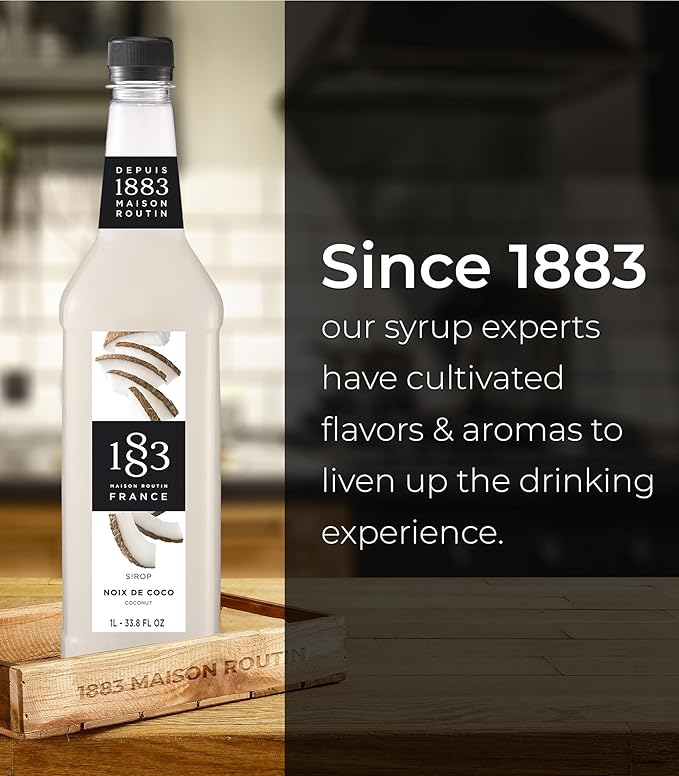 1883 Maison Routin Syrup for Drinks, Made In France (Coconut Plastic, 1 Liter)