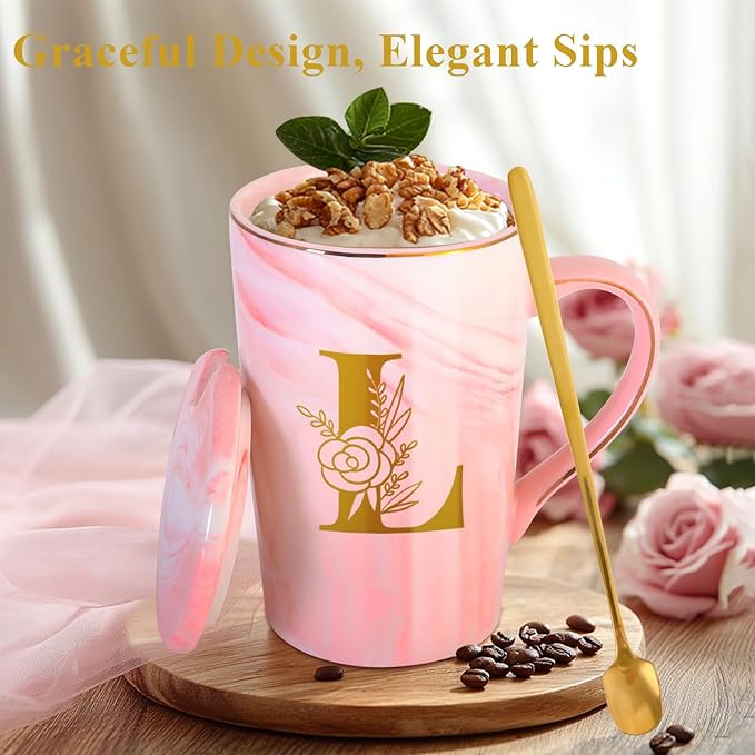 Personalized Ceramic Coffee Mug with Lid Tea Cup Women Lady Boss Gifts Coworker Colleague Manager Team Member Employee Boss Executive Assistant Inter Birthday Farewell Leaving Retirement Christmas,L