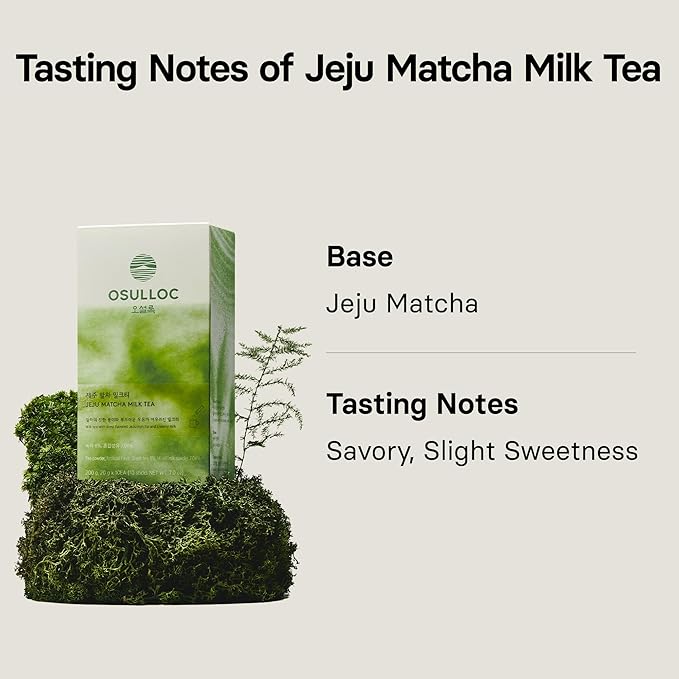 OSULLOC Jeju Matcha Milk Tea (7oz X 10 Packets), Easy on-the-go Stick type Powder Blended tea, Deep flavored matcha & creamy milk