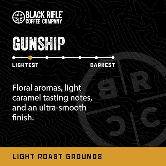 Black Rifle Coffee Company Gunship Roast, 12oz Bag, Ground Coffee Light Roast - Roasted Blend Made from Arabica Beans - Colombian & Brazilian Beans - Veteran Founded & American Made