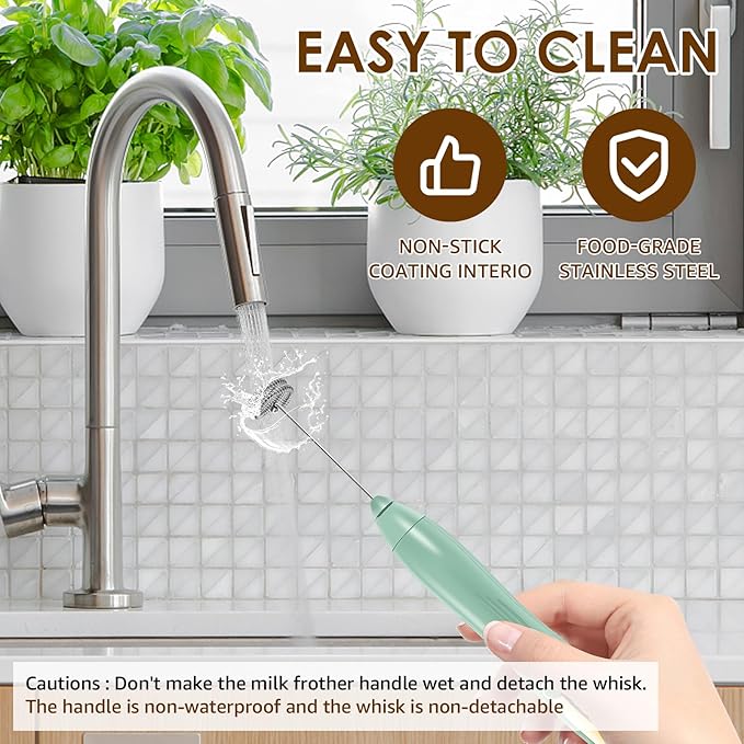 Powerful Handheld Milk Frother, Whisk Drink Mixer, Rechargeable Electric Foam Maker, Coffee Frother, Hand Blender, for Latte Cappuccino, Frappe, Matcha Maker