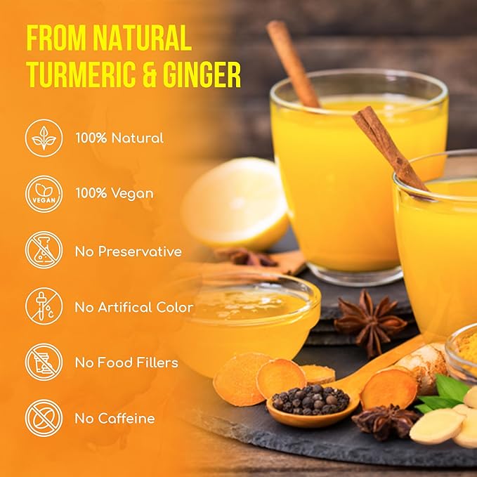 FreshDrinkUS, Premium 85 Ginger Turmeric Tea Bags, 100% Natural Ingredients, Hand-made Blend of Ginger and Turmeric Herbal Tea, Eco-conscious Tea Bags. No Sugar, No Caffeine, No Gluten, Vegan.