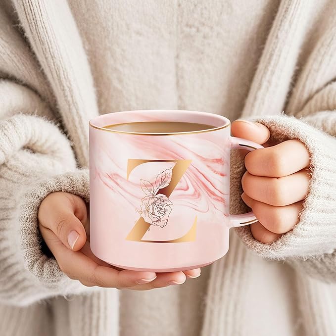 Valentines Day Gifts for Her, Anniversary Birthday Galentines Gifts for Women Mom Grandma Friend Sister Wife Teacher Coworker, Personalized Initial Customized Gift Monogrammed A-Z Coffee Mug 12 OZ(Z)