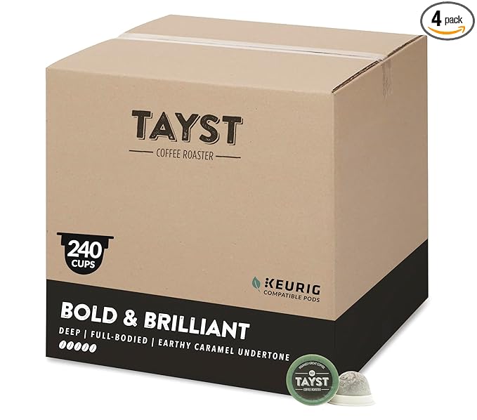 Tayst Coffee Pods, Bold & Brilliant Dark Roast, K Cups Compatible with Keurig Coffee Maker, Sustainable Single Serve, Pack of 240