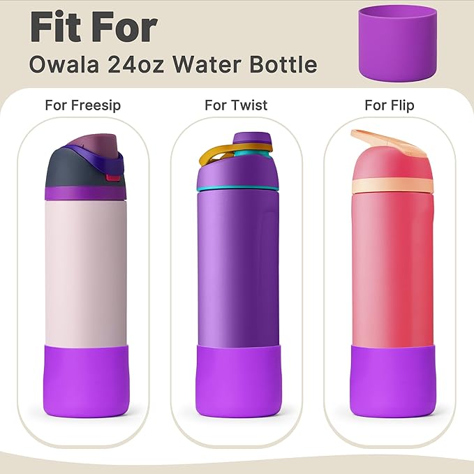 Silicone Boot for Owala 24 oz Water Bottle, Anti-Slip Protective Sleeve Bottom Cover for Owala Twist/FreeSip/Flip Stainless Steel Water Bottle (Violet)