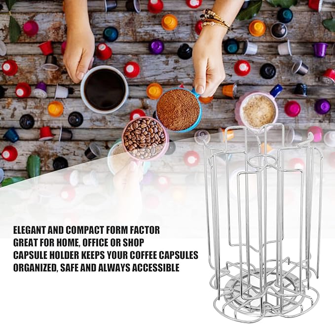 Metal Coffee Pod Holder Stylish Durable Coffee Capsule Storage Rack Organizer Stand for Home Office Kitchen Countertop Espresso Machine Accessories Black Iron