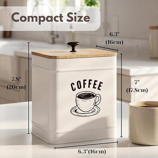 PERFNIQUE Coffee Canister, Airtight Coffee Bean Storage Container, Café Grounds Container, Cafe Jar Cafe Holder, K Cup Holder, Food Storage Container, Farmhouse Kitchen Decor