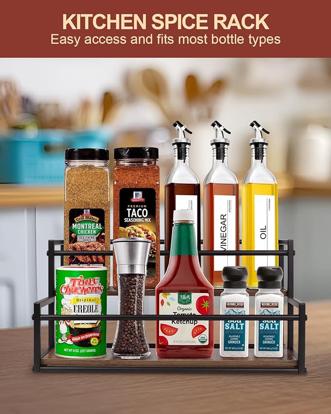 Happilif Coffee Syrup Rack Organizer, 2-Tier 10-Bottle Syrup Holder Stand for Coffee Bar & Liquor Display Shelf, Countertop Stand for Coffee Syrups, Wine, Spice, Soda Bar
