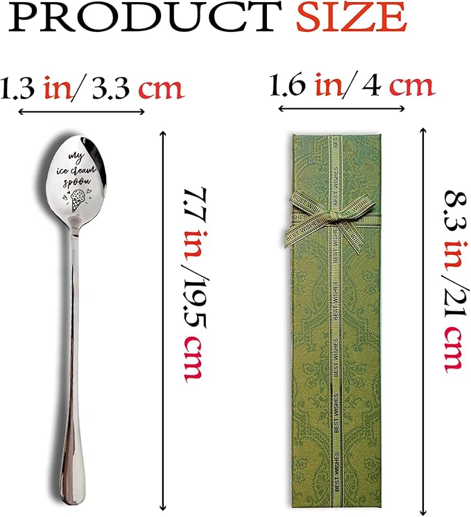 Funny Stainless Steel Ice Cream Spoon, Coffee Dessert Spoons for Ice Cream Lovers, Spoon for Women Men Friends, Birthday Thanksgiving Graduation Housewarming Gift