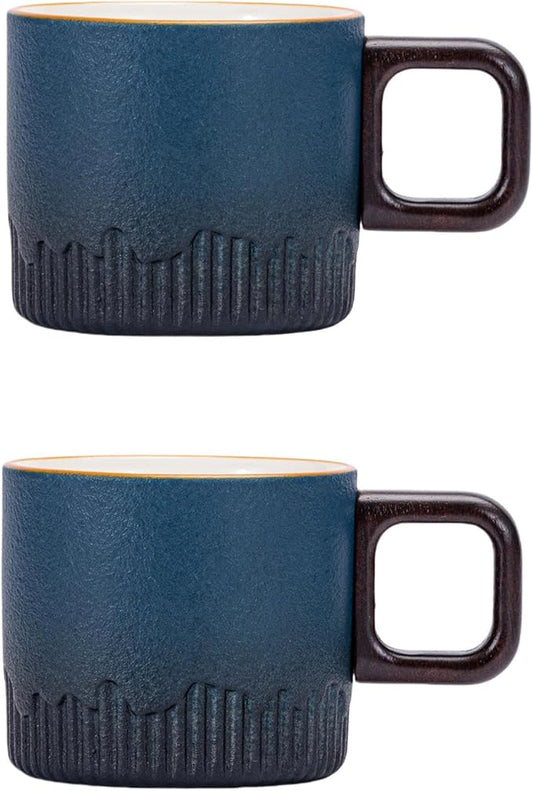 Zurucily Espresso Cups Set of 2, 2 oz Ceramic Espresso Cups, Demitasse Cups for Tea or Coffee (Blue)