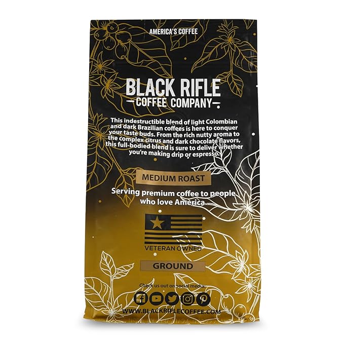 Black Rifle Coffee Company AK Espresso, 12oz Bag, Ground Coffee Medium Roast - Roasted Blend Made from Arabica Beans - Colombian & Brazilian Beans - Veteran Founded & American Made