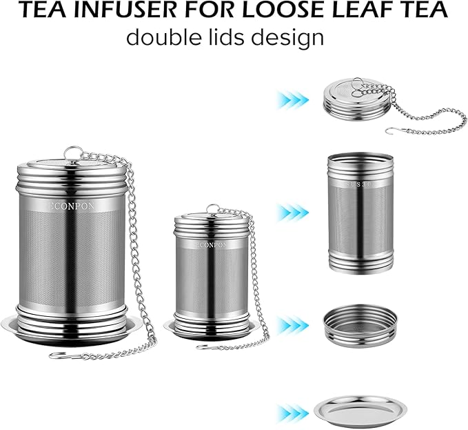 2 Pack Reusable Tea Steeper Extra Fine Mesh Tea Infuser Stainless Steel Tea Strainer for Loose Leaf Tea