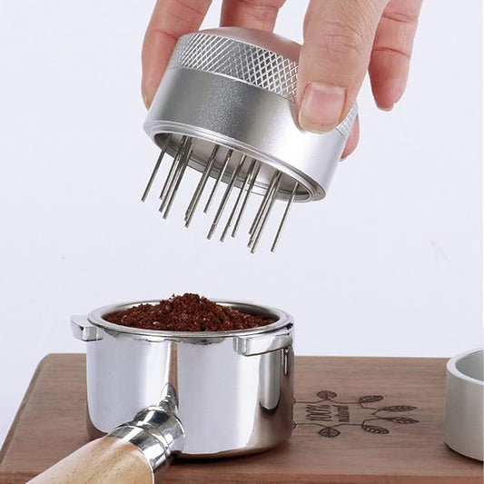 Espresso Distribution Tool 58mm with Brush Base, WDT Coffee Needle Distributor and Stirrer, Stainless Steel Espresso Stirrer Tool for Barista Home Cafe Office