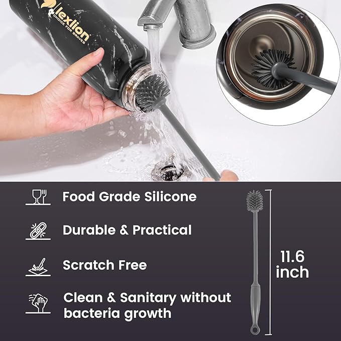 Lexlion Tea Infuser Water Bottle 22 Oz – Triple Wall Insulated Stainless Steel, Loose Leaf & Fruit Strainer, 3 Leakproof Lids, BPA-Free Silicone Sleeve, Reusable Thermal Mug