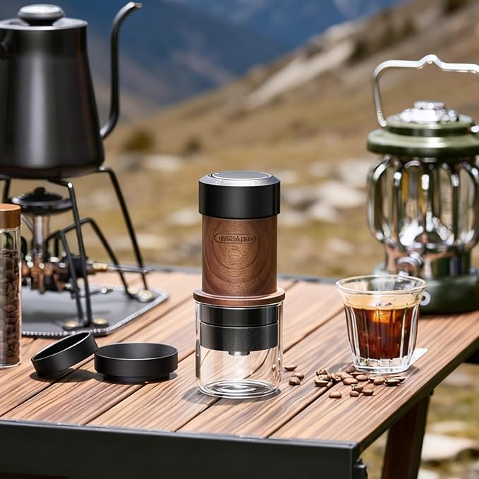 M5 Manual Espresso Maker, Portable Coffee Machine with 2-in-1 Bottomless Portafilter, No Electricity for Camping Travel Office, Cafe-Quality Stainless Steel, 80ml Tank & 2-Year Warranty