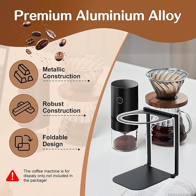 Stand Compatible with Outin Nano – Portable Foldable Coffee Maker Stand with Base, Espresso Machine Holder for Home, Desk, and Travel (Black)