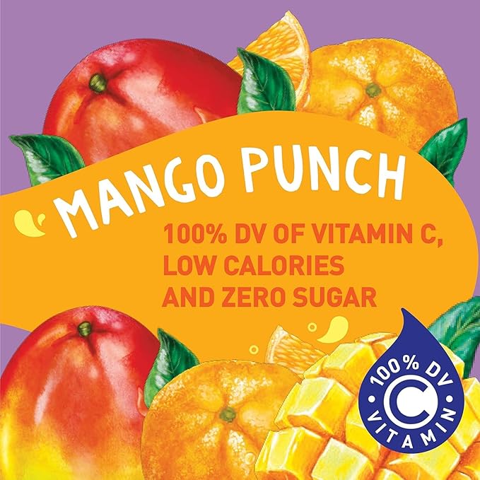 Tampico Singles To Go Drink Mix Packets, Mango Punch, Zero Sugar, Low Calorie, 100% DV of Vitamin C per Serving, Convenient, On-The-Go Water Enhancers, 6 Count (Pack - 3)
