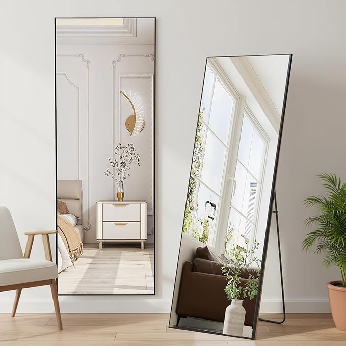NEWBULIG Full Length Mirror, Upgraded Body Wall Mirrors with Shatter-Proof Glass, Floor Standing Mirror, Home Wall Decor