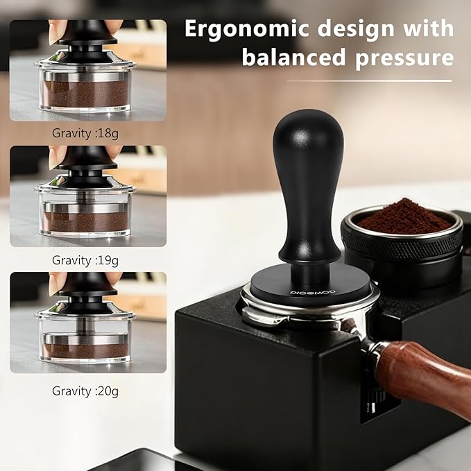 51mm Espresso Tamper – Spring Loaded Coffee Tamper Tool with 30lbs Pressure, Stainless Steel Flat Base for 51mm Portafilter Basket, Barista Accessories