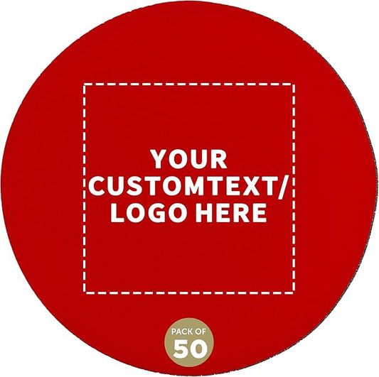 50 Round Foam Bud Coasters Pack, 4 inch - Customizable Text, Logo - PU Foam, Party Favor - Red