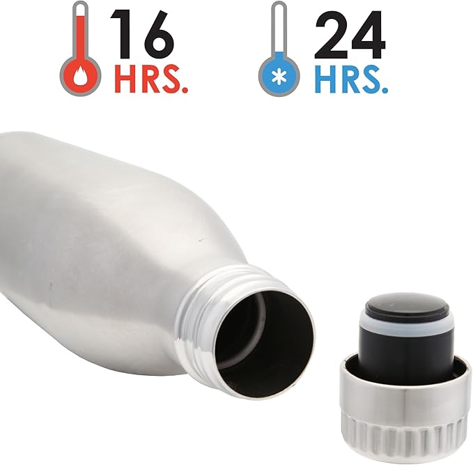 Minimalist Stainless Steel Water Bottle - 17oz Vacuum Insulated Bottle - Double Wall Copper Lined Flask - Leak Proof & Sweat Free - Classic Travel Canteen for Office & Gym by Vastigo