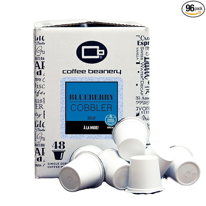 Blueberry Cobbler Decaf Coffee Pods by Coffee Beanery | 96ct Bulk Medium Roast Arbica Coffee