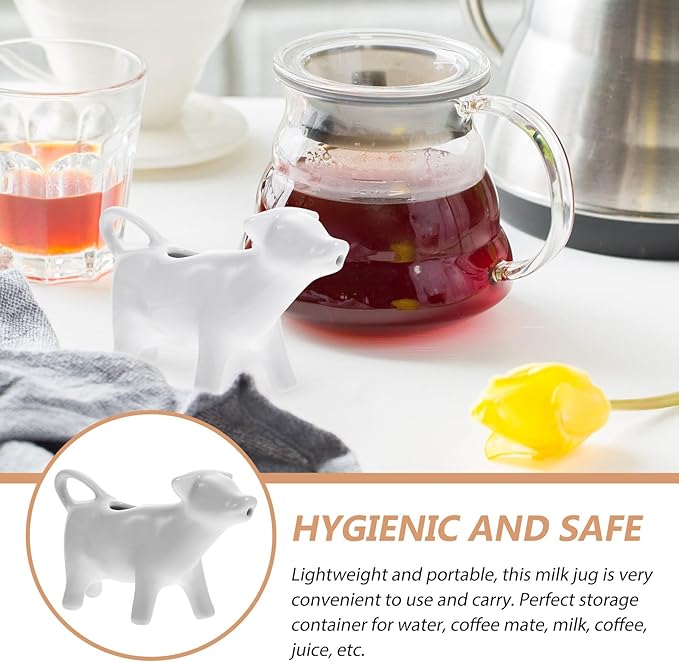 DOITOOL Cow Creamer Pitcher 1.35Oz Ceramic Milk Bottle Latte Art Cup for Coffee Sauce and Gravy Serving Cute Porcelain Milk Dispenser for Home and Cafe