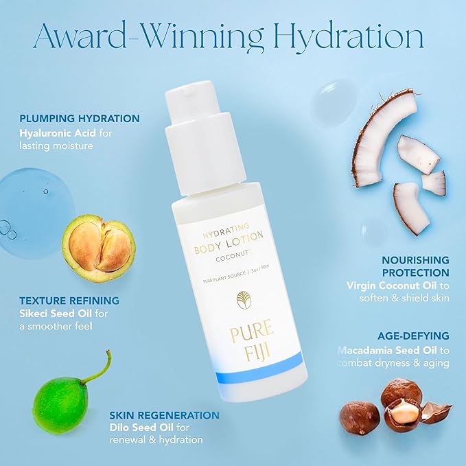 PURE FIJI Hydrating Body Lotion Travel Size, Coconut (3oz/90ml)