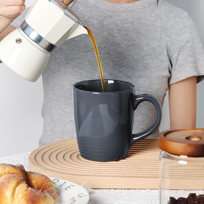 Smilatte 20 OZ Large Coffee Mug, Nice Ceramic Boss Tea Cup with Big Handle for Dad Men Women, Unique Style For Any Kitchen, Pure Gray