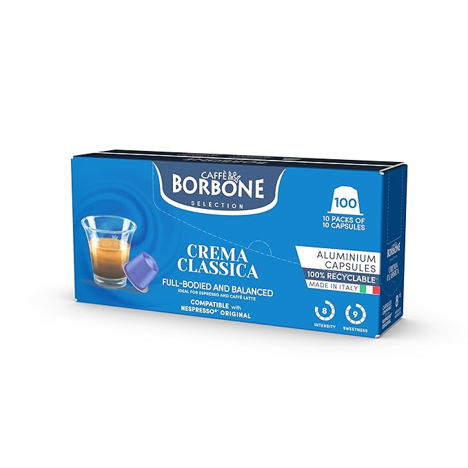 Caffè Borbone Crema Classica Aluminum Capsules Compatible with Nespresso Original Machines, Medium Roast, 50 Count
