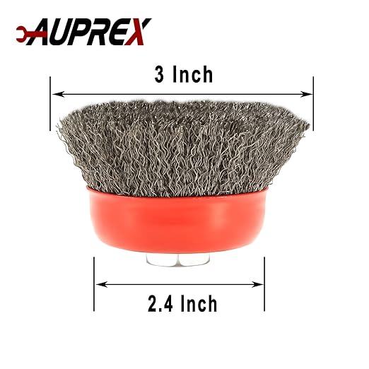 5 Pack 3 Inch Coarse Crimped Wire Cup Brush for Angle Grinder with 5/8 Inch-11 Threaded Arbor - 0.014 Inch Carbon Steel Wire -Light Duty Conditioning for Metals