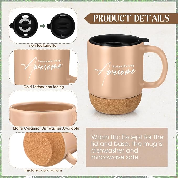 4 Pcs Thank You Gift Set for Men Women Employee Coworker Gifts Inspirational Appreciation Notebook Coffee Mug Scented Candle Pen for Valentine's Day Team Office Staff Nurse Volunteer Teacher