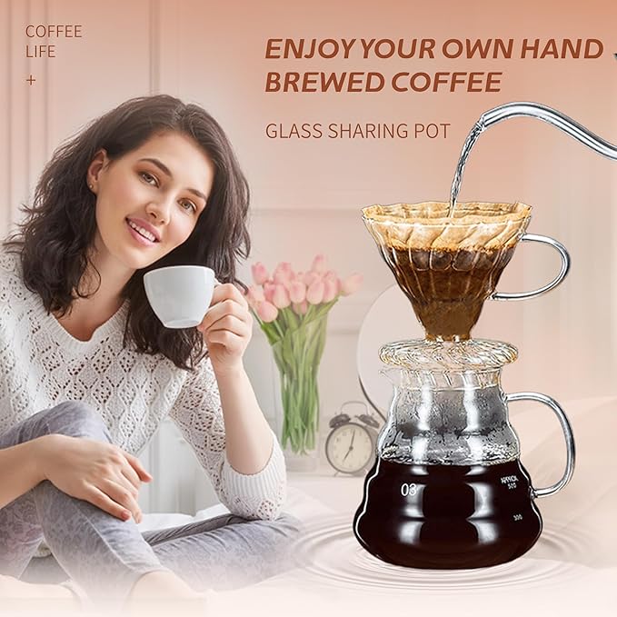 Glass Coffee Server for Drip Coffee Maker, Standard Glass Coffee Carafe, Coffee Pot with Lid, Clear, 01 360ml(12oz)