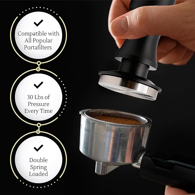 JOPOLOGY 51mm Calibrated Espresso Coffee Tamper - Spring Loaded Coffee Tamp Tool with Mat - Precision Tamper Tool for Espresso Machines - Espresso Hand Press Tamper for Barista & at Home Brewers
