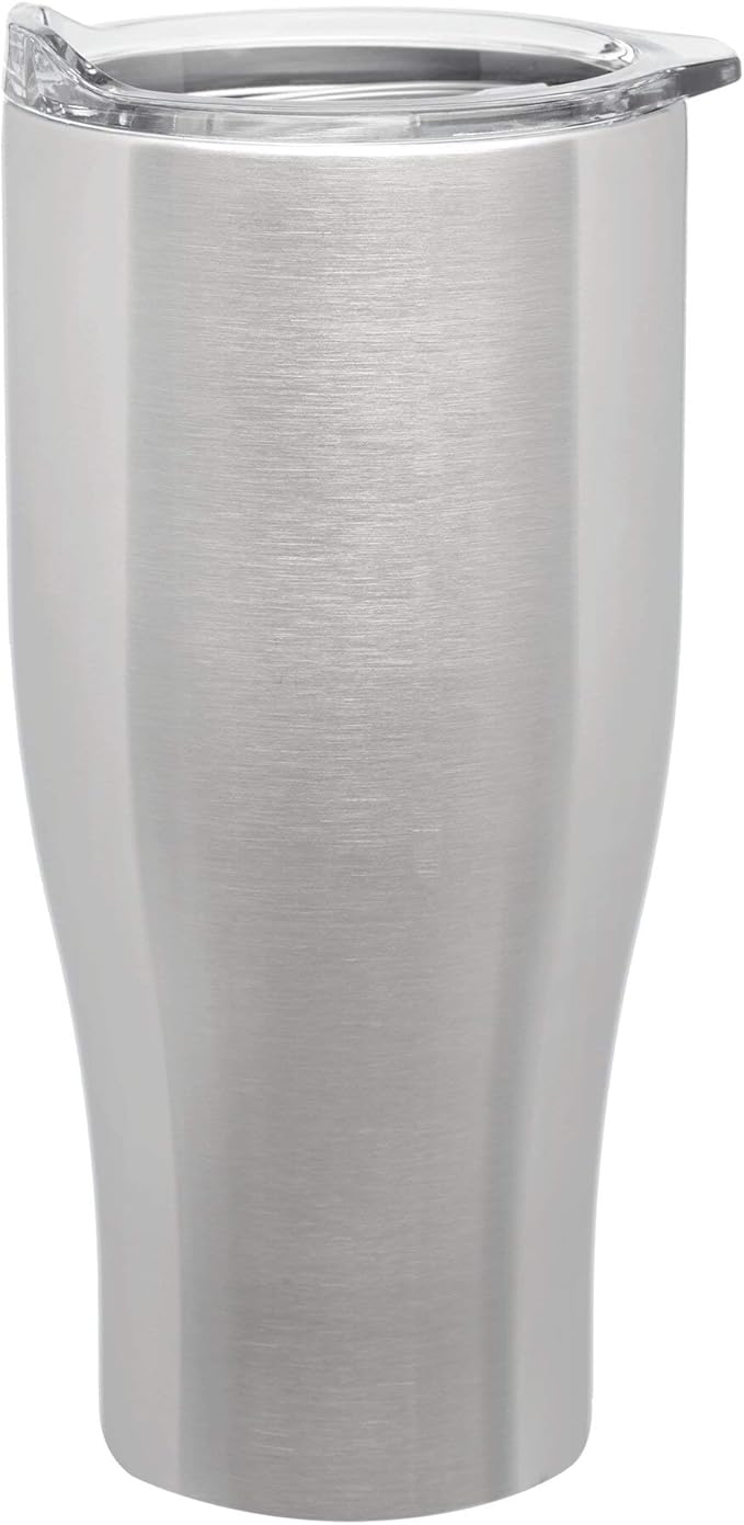 DISCOUNT PROMOS Stainless Steel Grip Travel Mugs 27 oz. Set of 10, Bulk Pack - Perfect for Coffee, Soda, Other Hot & Cold Beverages - Silver