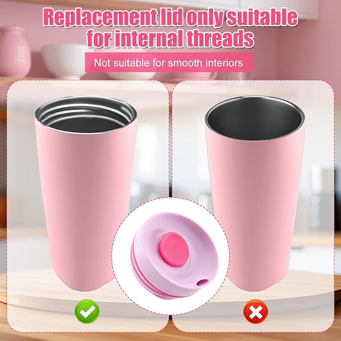 Replacement Lid for Owala SmoothSip Slider 20oz & 12oz, Top Cover Compatible with Owala 24oz Coffee Tumbler, Coffee Travel Mugs Leakproof Accessories, BPA-Free (Light Pink)